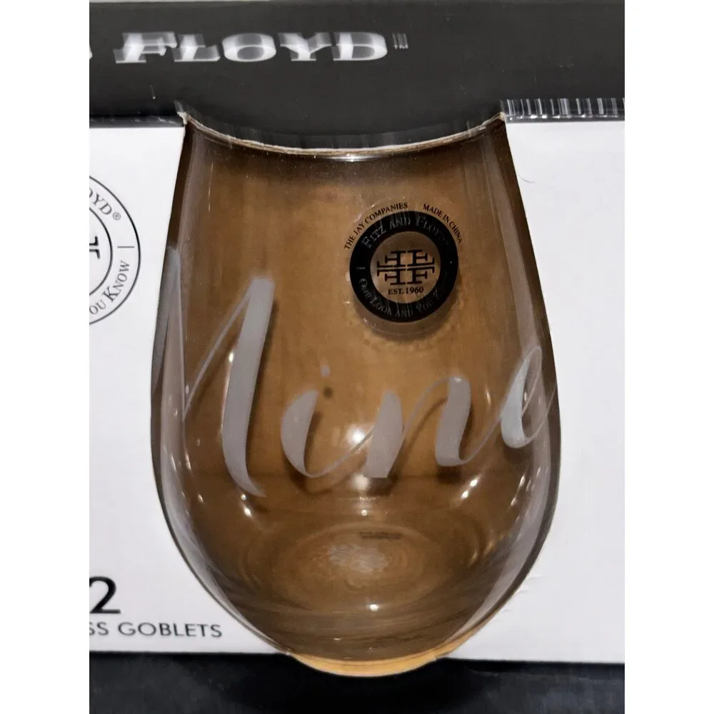 Fitz and Floyd Goblet Wine Glasses “Yours/Mine” set of 2